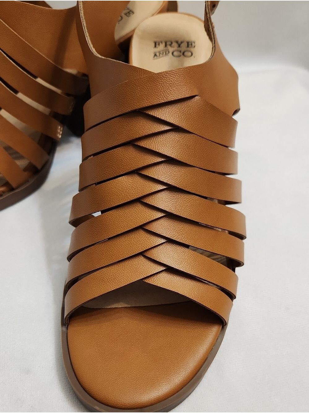 Frye And Co. Galia Brown Strappy Slingback Block Heel Summer Sandals (W Size 6) - Picture 6 of 12